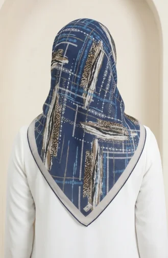 Dubai Soft Eşarp 70392-04 Lacivert Bej