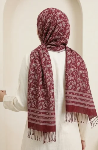 شال من الكشمير المهدب 70367-13 بورغندي 70367-13