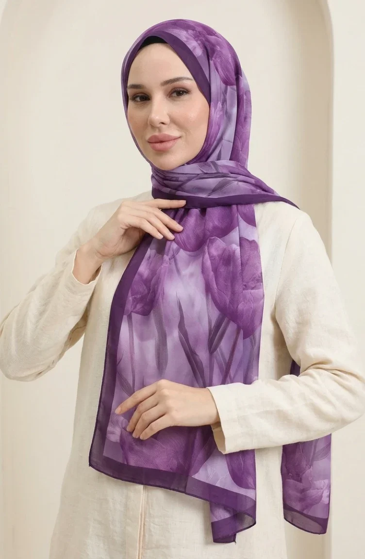 Patterned Soft Scarf 70375-01 Purple 70374-01