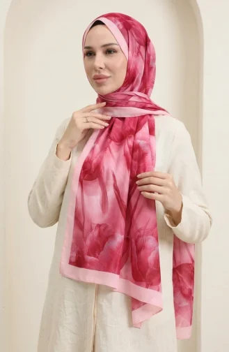 وشاح ناعم منقوش 70375-04 لون عنابي فاتح 70375-04
