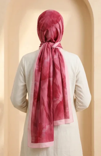 وشاح ناعم منقوش 70375-04 لون عنابي فاتح 70375-04