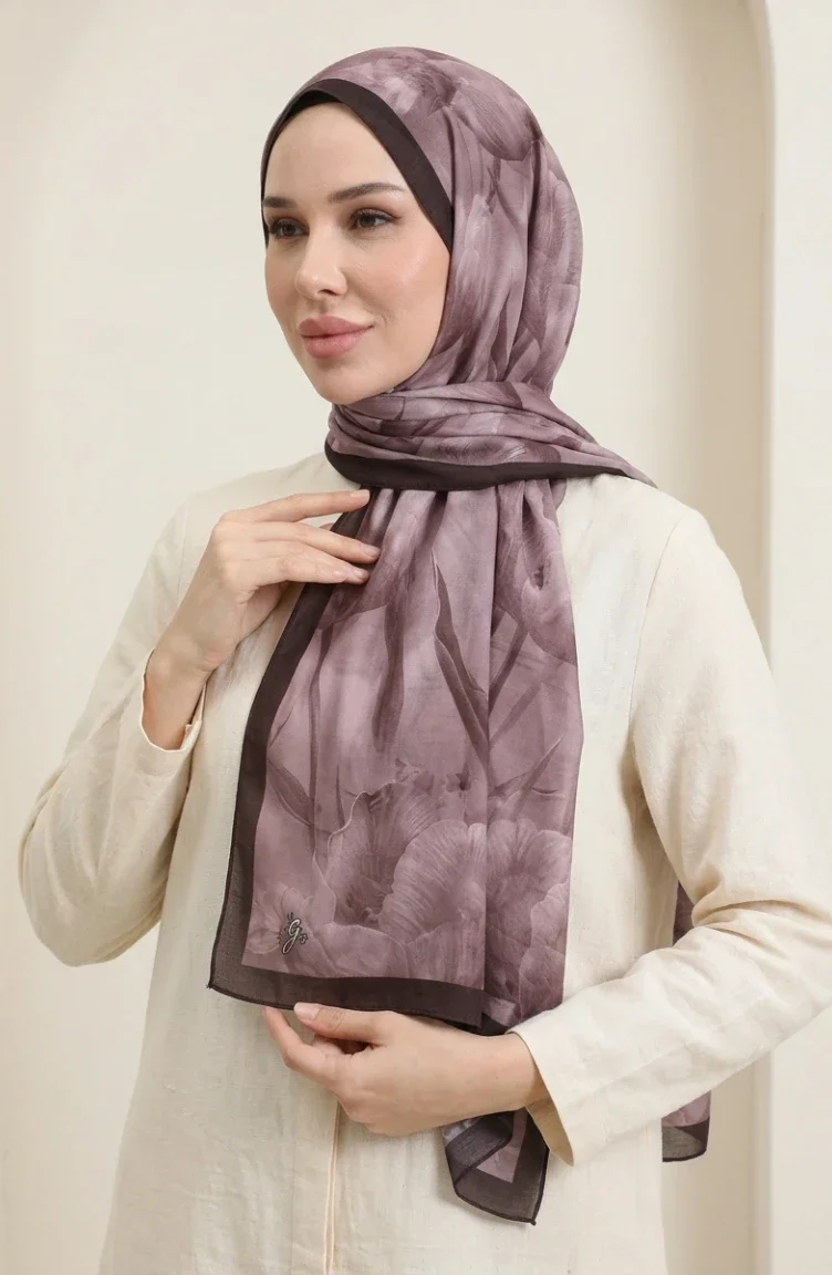 Patterned Soft Scarf 70375-06 Dark Brown 70375-06