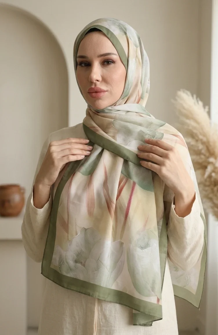 Patterned Soft Scarf 70375-11 Light Green 70375-11
