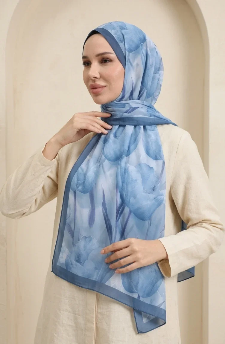 Patterned Soft Scarf 70375-19 Indigo 70375-19