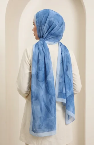 وشاح ناعم منقوش 70375-22 أزرق 70375-22