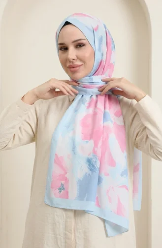 Zachte Sjaal Met Patroon 70377-19 Babyblauw 70377-19