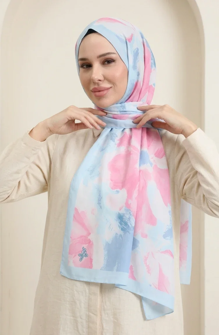 Zachte Sjaal Met Patroon 70377-19 Babyblauw 70377-19