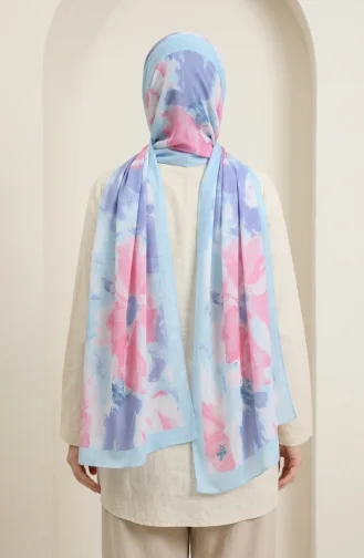Zachte Sjaal Met Patroon 70377-19 Babyblauw 70377-19