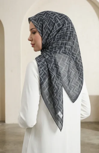 Dubai Soft Eşarp 70391-11 Siyah Kül Grisi
