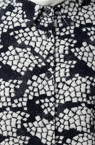 Ensemble Hijab Deux Pièces En Viscose (tunique Et Pantalon) 0367-03 Bleu Marine Foncé 0367-03