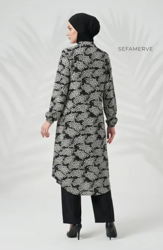 Viskon Kumaş Tunik Pantolon Tesettür İkili Takım 0367-04 Siyah