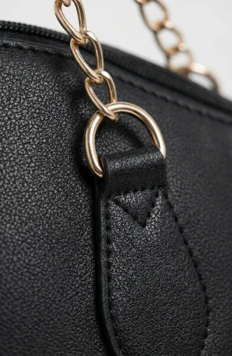 Sac Bandoulière élégant En Similicuir Noir 4057-02 4057-02