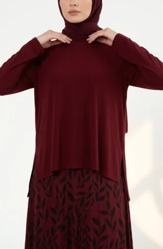 Ensemble Hijab Deux Pièces Sandy Fabric (chemisier Et Jupe) 5582-06 Bordeaux 5582-06