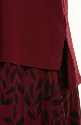 Ensemble Hijab Deux Pièces Sandy Fabric (chemisier Et Jupe) 5582-06 Bordeaux 5582-06