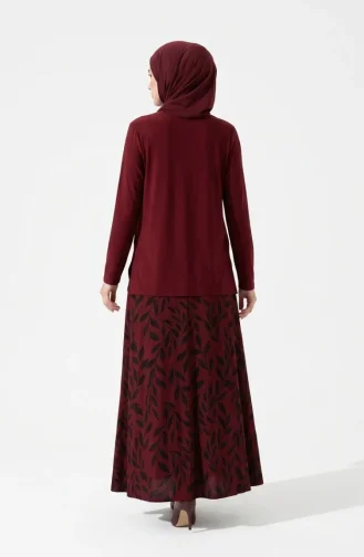Ensemble Hijab Deux Pièces Sandy Fabric (chemisier Et Jupe) 5582-06 Bordeaux 5582-06