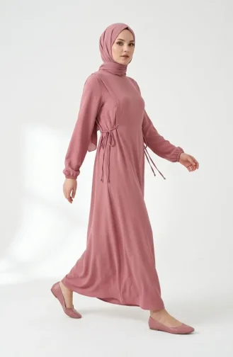 Aerobin Stoff-Hijabkleid Mit Seitlicher Bindefläche 1101-02 Puderrosa 1101-02