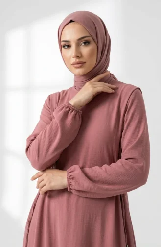 Aerobin Stoff-Hijabkleid Mit Seitlicher Bindefläche 1101-02 Puderrosa 1101-02