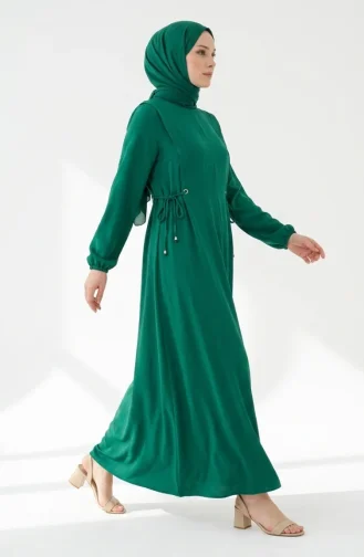 Aerobin Stoff-Hijabkleid Mit Seitlicher Bindefläche 1101-04 Smaragdgrün 1101-04