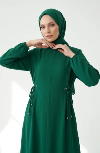 Aerobin Stoff-Hijabkleid Mit Seitlicher Bindefläche 1101-04 Smaragdgrün 1101-04