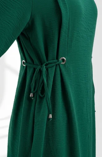 Aerobin Stoff-Hijabkleid Mit Seitlicher Bindefläche 1101-04 Smaragdgrün 1101-04
