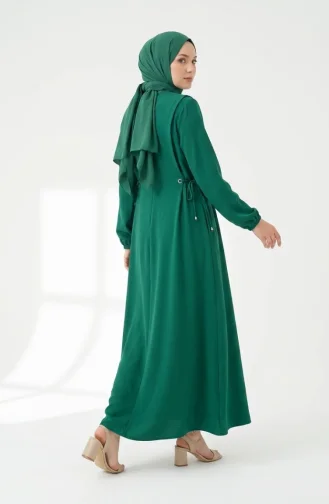Aerobin Stoff-Hijabkleid Mit Seitlicher Bindefläche 1101-04 Smaragdgrün 1101-04