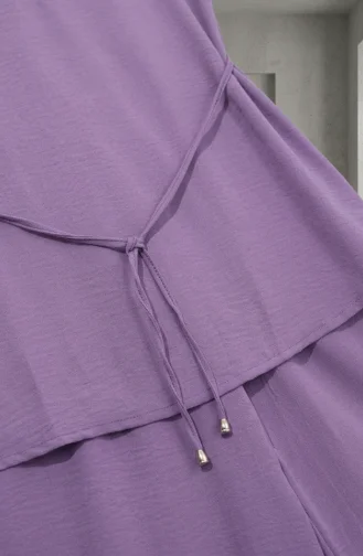Ensemble Hijab Deux Pièces En Tissu Aerobin Avec Détails En Dentelle 5684-02 Lilas 5684-02