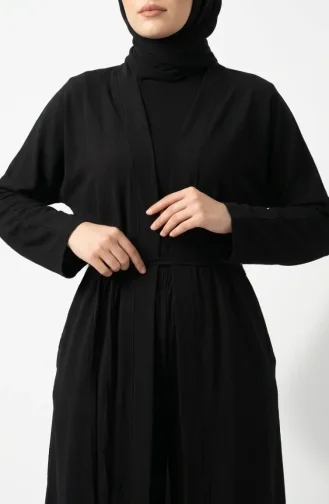 Ensemble Pantalon Et Hijab Kimona Deux Pièces 2307-01 Noir 2307-01
