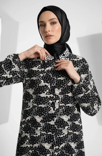 Tweedelige Hijabset Van Viscosestof Bestaande Uit Een Tuniek En Een Broek (model 0367A-02 Donkerblauw). 0367A-02