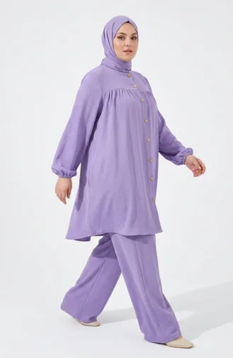 Aerobin Stoff-Hijab-Set In Übergröße Mit Knopfleiste Zweiteilig 4152-01 Helllila 4152-01