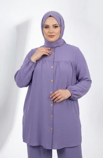 Aerobin Stoff-Hijab-Set In Übergröße Mit Knopfleiste Zweiteilig 4152-01 Helllila 4152-01