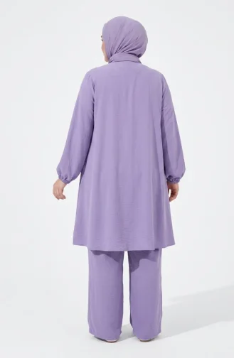 Aerobin Stoff-Hijab-Set In Übergröße Mit Knopfleiste Zweiteilig 4152-01 Helllila 4152-01