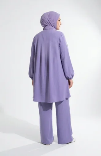 Plus Size Aerobin Fabric Button-Down Hijab Two-Piece Set 4152-01 Light Lilac 4152-01