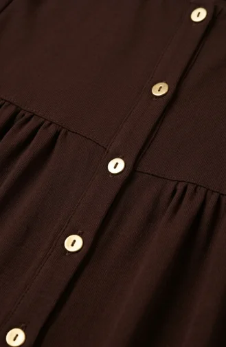 Plus Size Aerobin Fabric Button-Down Hijab Two-Piece Set 4152-03 Brown 4152-03