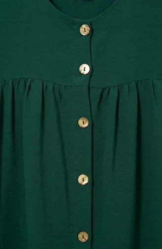 Plus Size Aerobin Fabric Button-Down Hijab Two-Piece Set 4152-06 Emerald Green 4152-06
