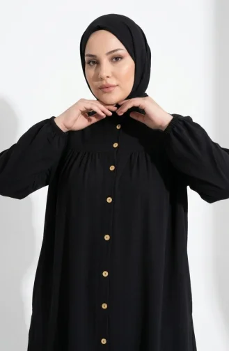 Plus Size Aerobin Fabric Button-Down Hijab Two-Piece Set 4152-13 Black 4152-13