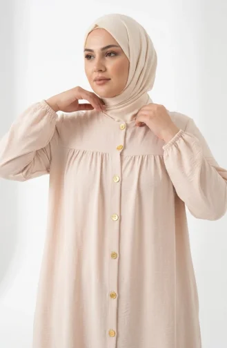 Plus Size Aerobin Fabric Button-Down Hijab Two-Piece Set 4152-14 Cream 4152-14