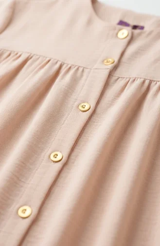 Plus Size Aerobin Fabric Button-Down Hijab Two-Piece Set 4152-14 Cream 4152-14