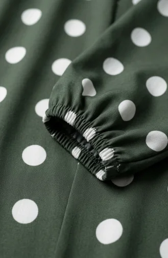 Plus Size Aerobin Fabric Polka Dot Hijab Dress 4153-02 Khaki 4153-02