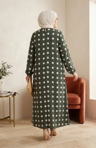 Plus Size Aerobin Fabric Polka Dot Hijab Dress 4153-02 Khaki 4153-02