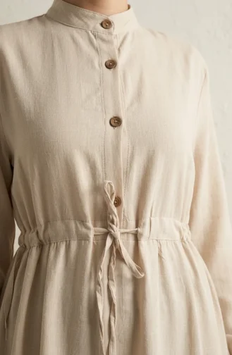 Robe Demi-boutonnée En Tissu Viscose 0085-19 Beige 0085-19