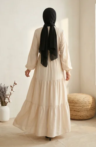 Robe Demi-boutonnée En Tissu Viscose 0085-19 Beige 0085-19