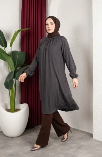 Crepe Fabric Raglan Sleeve Long Tunic 0902-10 Anthracite 0902-10