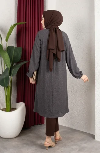 Crepe Fabric Raglan Sleeve Long Tunic 0902-10 Anthracite 0902-10