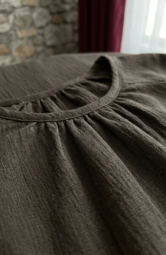 Lange Tunika Aus Kreppstoff Mit Raglanärmeln Modell 0902-11 Khaki 0902-11