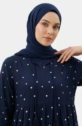 فستان من قماش الفسكوز منقط متعدد الطبقات 5587-01 أزرق داكن 5587-01