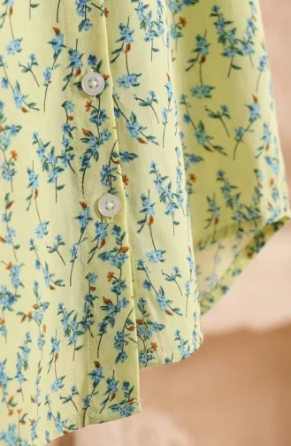 Tunique Longue Boutonnée En Viscose à Motif Floral Jaune 0372-02 0372-02