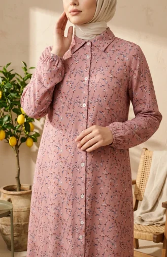 Tunika Aus Viskose Mit Blumenmuster Und Knopfleiste Farbe: Rosa 0372-03 0372-03