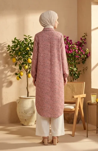 Tunika Aus Viskose Mit Blumenmuster Und Knopfleiste Farbe: Rosa 0372-03 0372-03