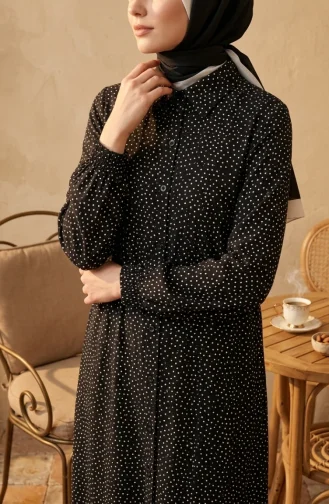 قميص أسود بياقة وأزرار، منقط، مصنوع من الفسكوز 0378-01 0378-01