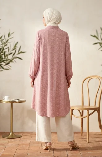 Knackige Bodenlange Tunika Aus Viskose Mit Blumenmuster Und Knopfleiste Farbe: Rosa (0376-04) 0376-04